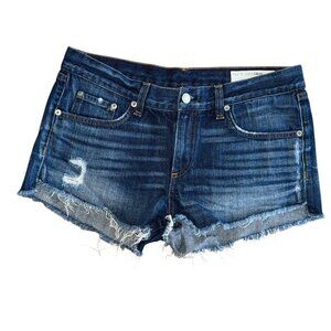 Rag & Bone Cut Off Jean Shorts Womens 27 Blue Wales Distressed Cotton Denim